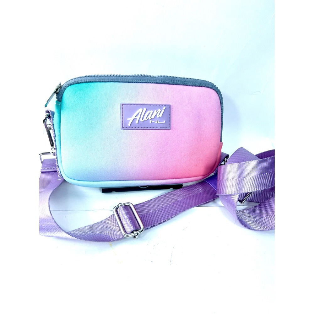Alani Nu Ombre Crossbody Bag Teal Pink Gradient Neoprene Mesh Pocket Small - Picture 4 of 7